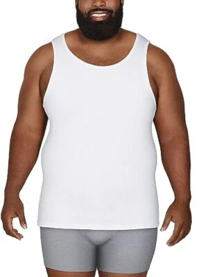6 Pack Men's Tag-Free 100% Cotton Classic Tank A-Shirt,2XLarge Big,White - Image 1 of 4