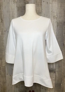 CHRISTIAN SIRIANO for J Jill White 3/4 Flare Sleeve Asymmetric Tunic Top SZ MP - Picture 1 of 12