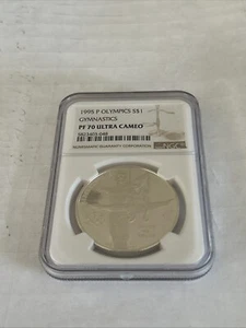 1995-P Gymnastic Olympics Proof Silver Dollar NGC PF70 Ultra Cameo Coin - Picture 1 of 4
