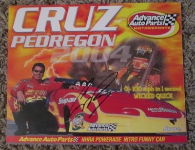 罕见克鲁兹·佩德里贡签名 8 x 10 照片卡 NHRA 比赛超级销售 — 第 1/2 张图片