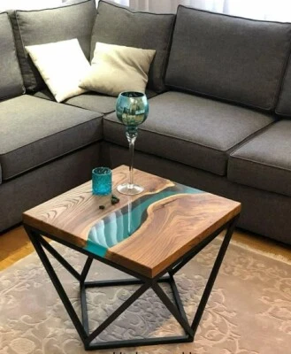 Mesa de río epoxi artesanal - Diseño único e impresionante decoración de mesa de centro Foto 1 de 4
