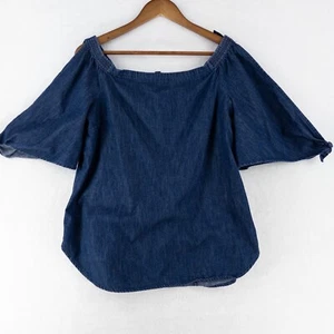Ralph Lauren Schulterfreies Denim Oberteil Damen Große Blau 3/4 Arm - Bild 1 von 11