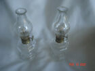SET 2 UNUSED Vtg. MINIATURE CLEAR GLASS OIL LAMPS Made in Taiwan 6 3/4" High 