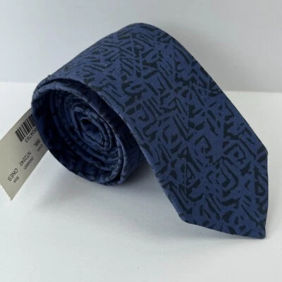 Corbata J.Crew Para Hombres Azul Algodón Abstracto Negra Hecha a Mano EE. UU. Preppy Ajustada Atemporal Foto 1 de 4