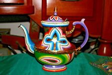 Original Funky Shabby Chic Hand Painted Metal Teapot Vibrant Colors Designs #2