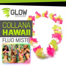 COLLANE HAWAII FLUO MISTO festa spiaggia estate fiori ibisco ghirlande bracciali