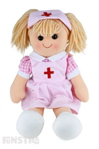 Muñeca Thelma enfermera coleccionables rayuela | Muñeca de trapo peluche juguete suave 35 cm - Imagen 1 de 4