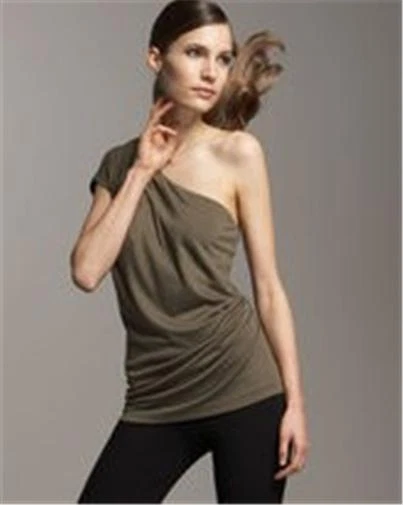 Camiseta deportiva DVF Diane Von Furstenberg HAVA de un hombro verde oliva caqui S 2-4 Foto 1 de 1