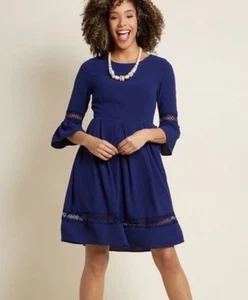 ModCloth Miles Of Marvelous Blue Bell Sleeve Dress Sapphire Blue Pocket Size XL - Picture 1 of 10