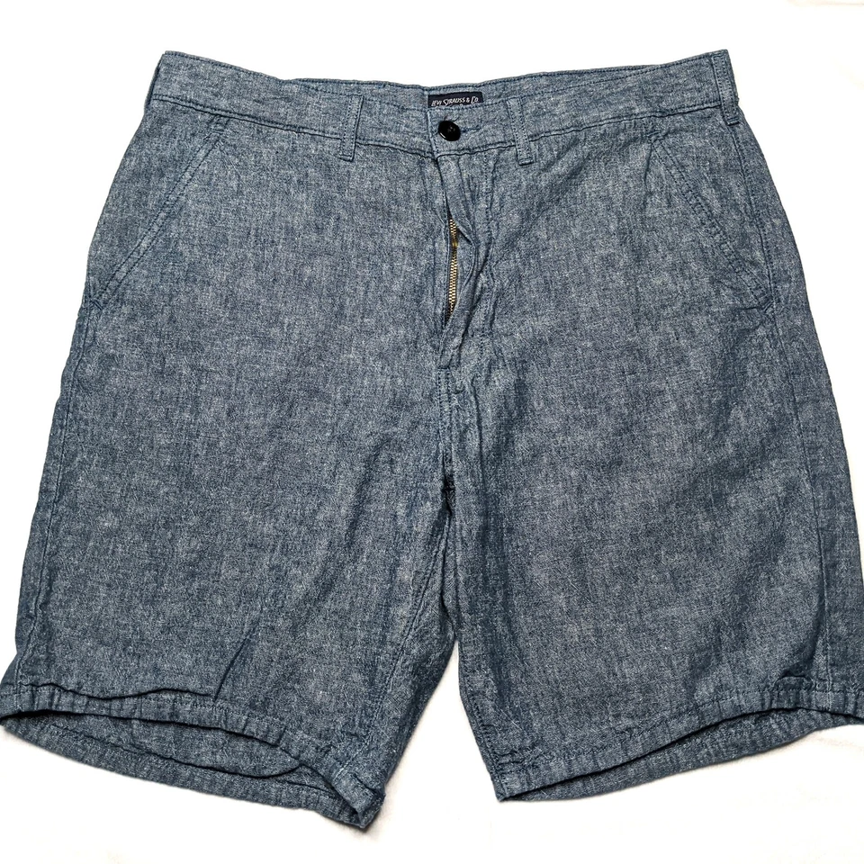 Levi's White Tab Mens Shorts 34 Blue Flat Front Chino Casual Classic Vintage - Image 1 of 4