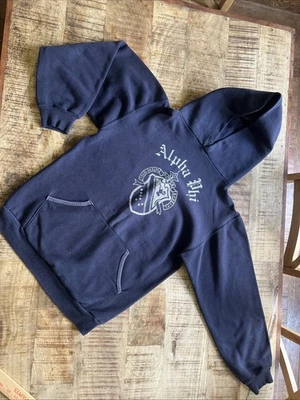 Sudadera con Capucha Pequeña Vintage Años 70 80 Alpha Phi Fraternidad Hermandad Universitaria Foto 1 de 4