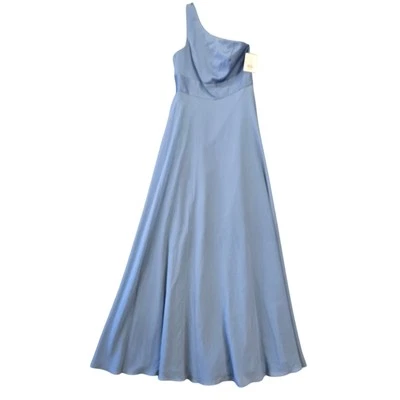 Maxi Vestido Largo de Un Hombro David's Azul Nupcial Formal Cremallera NUEVO $149 Mujeres Talla 6 Foto 1 de 4
