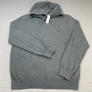 J Crew Hoodie Sweater Mens XL Gray Cotton Cashmere Pullover Knit Hooded FA21 - Picture 1 of 10