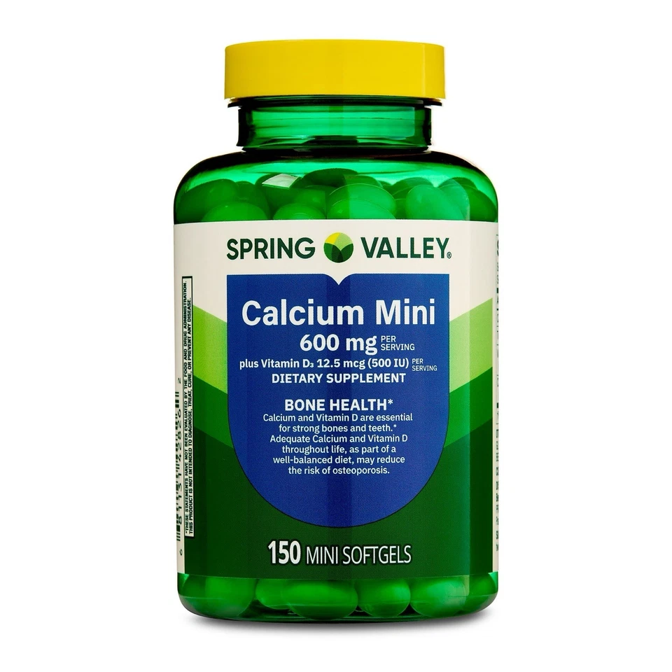 Spring Valley Calcium Plus Vitamina D3, Suplemento Dietético, 150 Mini Cápsulas Blandas Foto 1 de 4