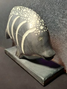 Original Vintage Soapstone Fish Carving 7.5x 6" & Heavy - Picture 1 of 3