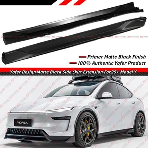 For 2025-26 Tesla Model Y Juniper Yofer Design Matte Black Side Skirt Extension  - Picture 1 of 12
