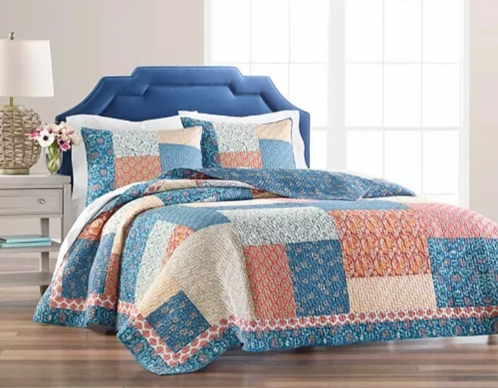 Martha Stewart "Tomorrow's Heirloom" Juego de 3 edredones y fundas REINA, ¡Nuevo! Foto 1 de 4