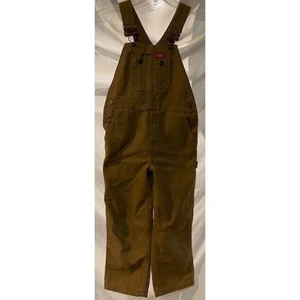 Dickies Kids Duck Canvas Brown Workwear Bib Overalls Youth Size 5/6 - Picture 1 of 9