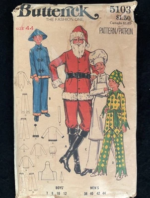 Butterick 5103 Санта, Шут, шеф-повар, китайские костюмы, размер 44, необрезанный - Изображение 1 из 3