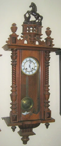 Antique Kienzle German Vienna Regulator clock, runs and chimes, horse topper Cover