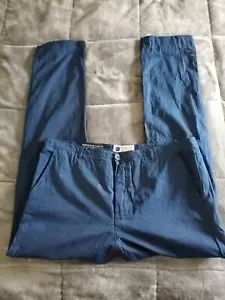 NEW Industry of All Nations 12 Dip Blue Madras Slim Chino Button Fly Pants 34×31 - Picture 1 of 11