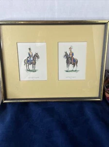 Vintage Military Equestrian Guards By M Greensmith Vtg Art Framed Horse - Picture 1 of 8