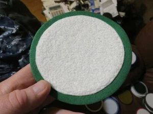 Chenille Round Ball Patch Iron On Letterman White on Green - Picture 1 of 2