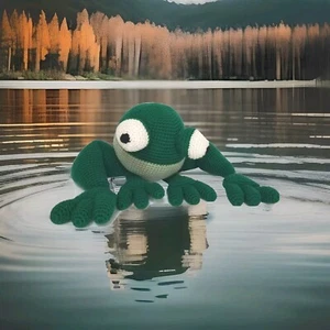 Arigurumi crochet rana verde grande. Sapo único hecho a mano ÚNICO EN SU CLASE - Imagen 1 de 10