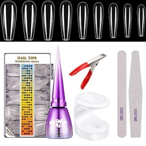 Nail Tips and Glue Gel Kit - Yuelong False Nail Tips Kit with Ultra-Portable ... - Picture 1 of 7