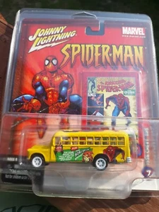 Johnny Lightning White Lightning Marvel Spiderman 1956 Chevy Bus - Picture 1 of 3