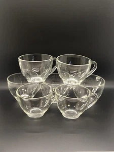 Vintage Federal Glass Crystal Leaf Snack Plates Trays Cups 14 Pieces 7 Sets MCM - Picture 1 of 12