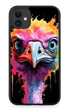 Colourful Angry Ostrich Face Rubber Phone Case Ostriches Bird Head Pop Art DF01