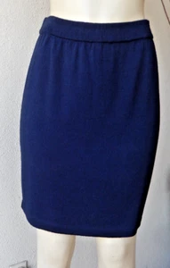 St. John Basics Navy Knit Knee Length Pencil Skirt Size 4 Stretch Made In USA - Picture 1 of 7