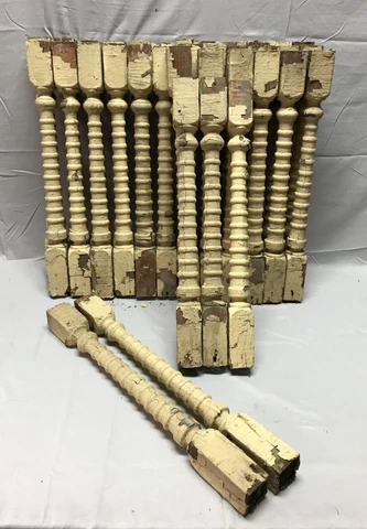 Vintage Lot 35 Turned Shabby Tan 2x22 Exterior Porch Spindles Chic Old 916-23B Cover