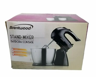 Brentwood SM-1153 Negro 5 Velocidades + Turbo Soporte Mezclador Batidor Ganchos de Masa Nuevo Foto 1 de 4