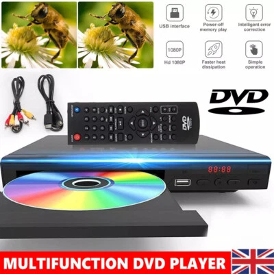 Mini DVD Player Compact Multi Region ADH RW CD VCD Music Disc USB with Remote UK - Image 1 of 4