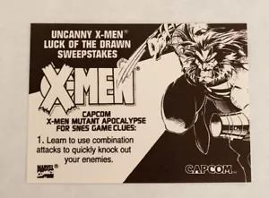 X-MEN CAPCOM 1995 Fleer Ultra Mutant Apocalypse SNES Game Clues #1 PROMO CARD - Picture 1 of 2