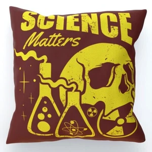 Science Matters, Red Cushion, Double-Sided, Physics Chemistry Radioactive Skull - Picture 1 of 7