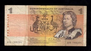 F.C. AUSTRALIA , 1 $ 1969 , B/C- ( FINE- ) , MUY USADO , SUCIO , P.37c . - Imagen 1 de 2