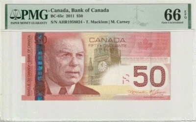 Canada 2011 $50 PMG Certified Banknote UNC 66 EPQ Pick BC-65c - Image 1 of 2