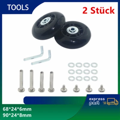 Kofferrollen Für 68/90x24mm Gummi Rollen Räder Mute Gepäck Koffer Ersatz Wheels - Bild 1 von 4