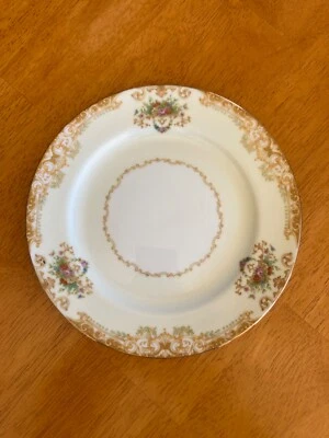 Set of 8 Bread & Butter Plates Vintage NORITAKE Mystery #198 Floral Gold Trim - Image 1 of 3