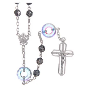 Rosenkranz Kette Silber 925 schwarzen strass Perlen und Ringe - Bild 1 von 1
