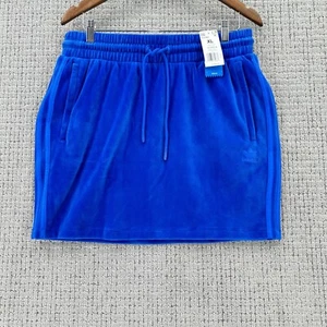 Adidas X Jeremy Scott Mini Skirt Womens Size XL Blue Pull On Velour Drawstring - Picture 1 of 12