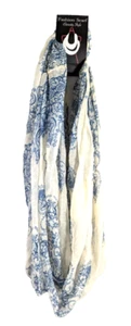 Tricoatal Design Fashion Scarf Eternity Style floral blue/white NWT - Picture 1 of 5