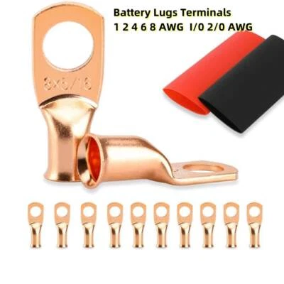 30/10PCS Battery Copper Lugs Wire Cable Ends Ring Terminal Connector with Tubing - Image 1 of 4