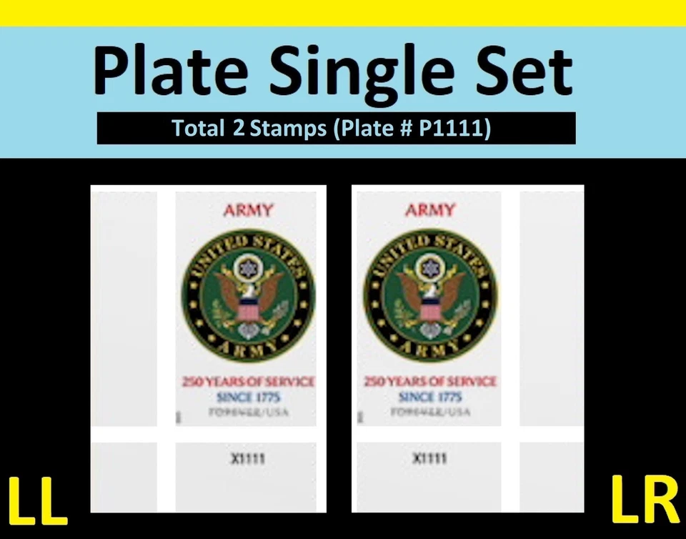 US 6003a Army 250 Years imperf NDC plate single set 2 MNH 2025 - Image 1 of 1