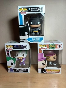 Set of 3 Batman theme Funko Pop Vinyls, Batman, Joker, Penguin. - Picture 1 of 13