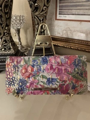 NWT Brahmin Melbourne ADELLE Ady Slim Bifold Lthr Wallet HOMEGROWN OMBRE Floral - Image 1 of 4