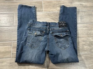True Religion Ricky Jeans Herren 31x30 Act blau gerade Pattentasche Y2K distressed - Bild 1 von 6